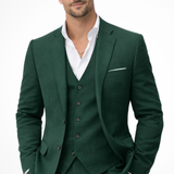 Marcus - Men's Three-Piece Linen Blend Suit with Vest - Green