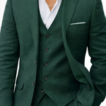 Marcus - Men's Three-Piece Linen Blend Suit with Vest