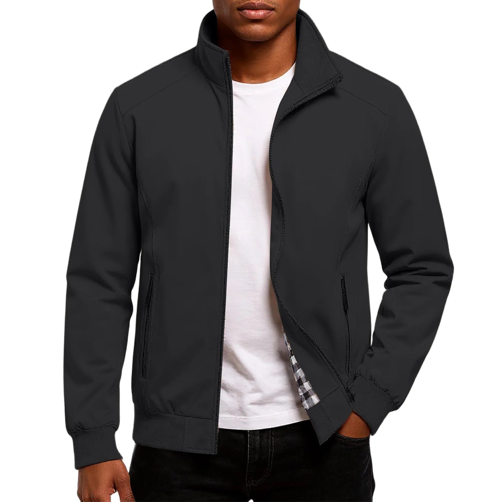 Mark - Men's Lightweight Minimalist Bomber Jacket - Black