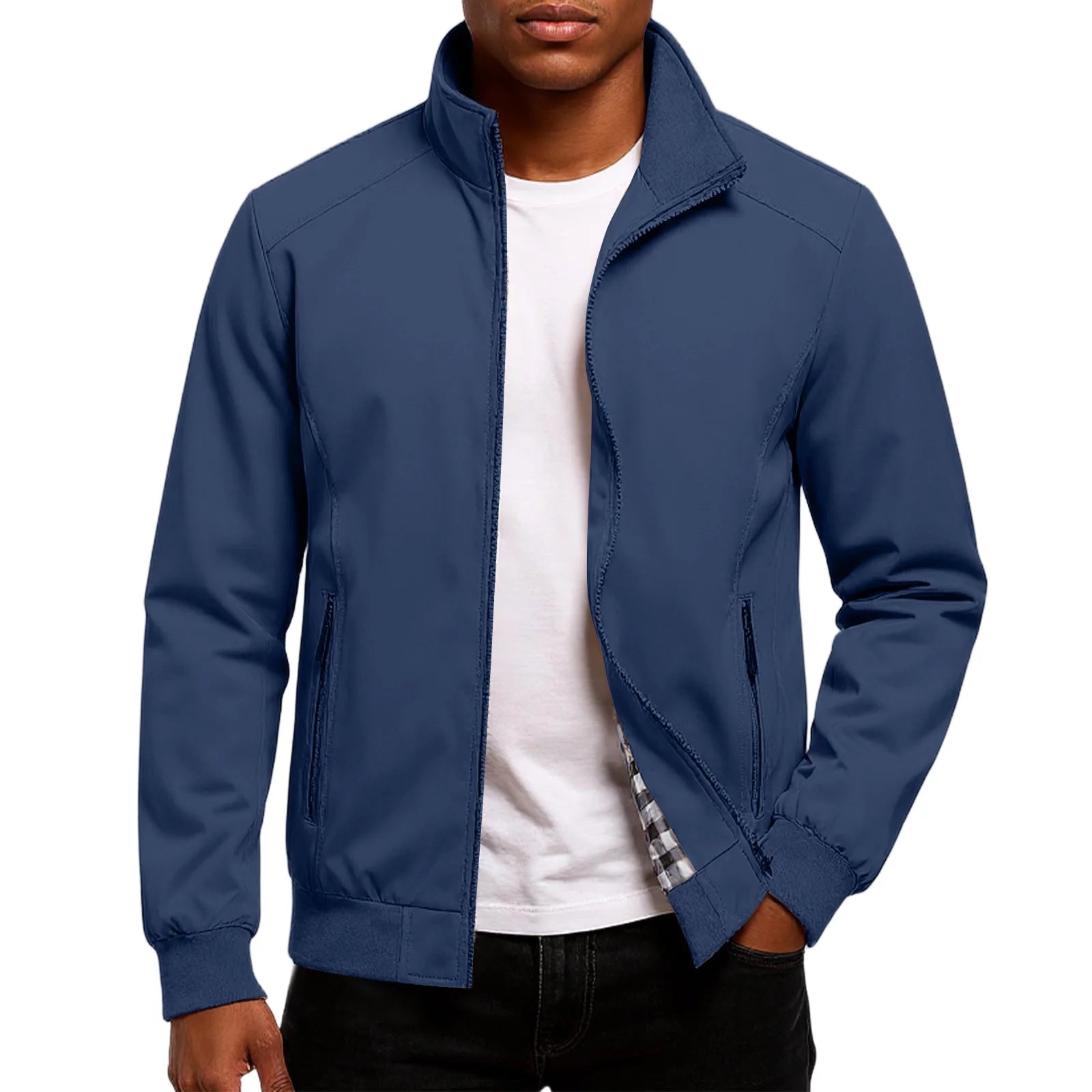 Mark - Men's Lightweight Minimalist Bomber Jacket - Blue