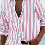 Matt - Men's Striped Long Sleeve Linen Shirt
