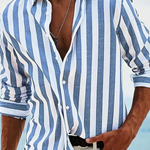 Matt - Men's Striped Long Sleeve Linen Shirt
