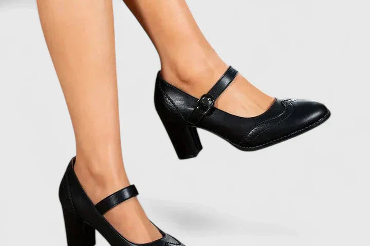 Women's Mary Jane Block Heel Shoes | Elegant Retro Heeled Pumps