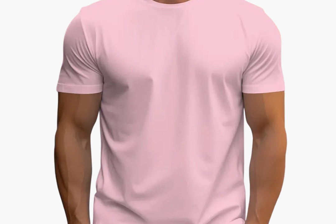 Merrick - Men's Classic Crewneck Cotton T-Shirt - Pink