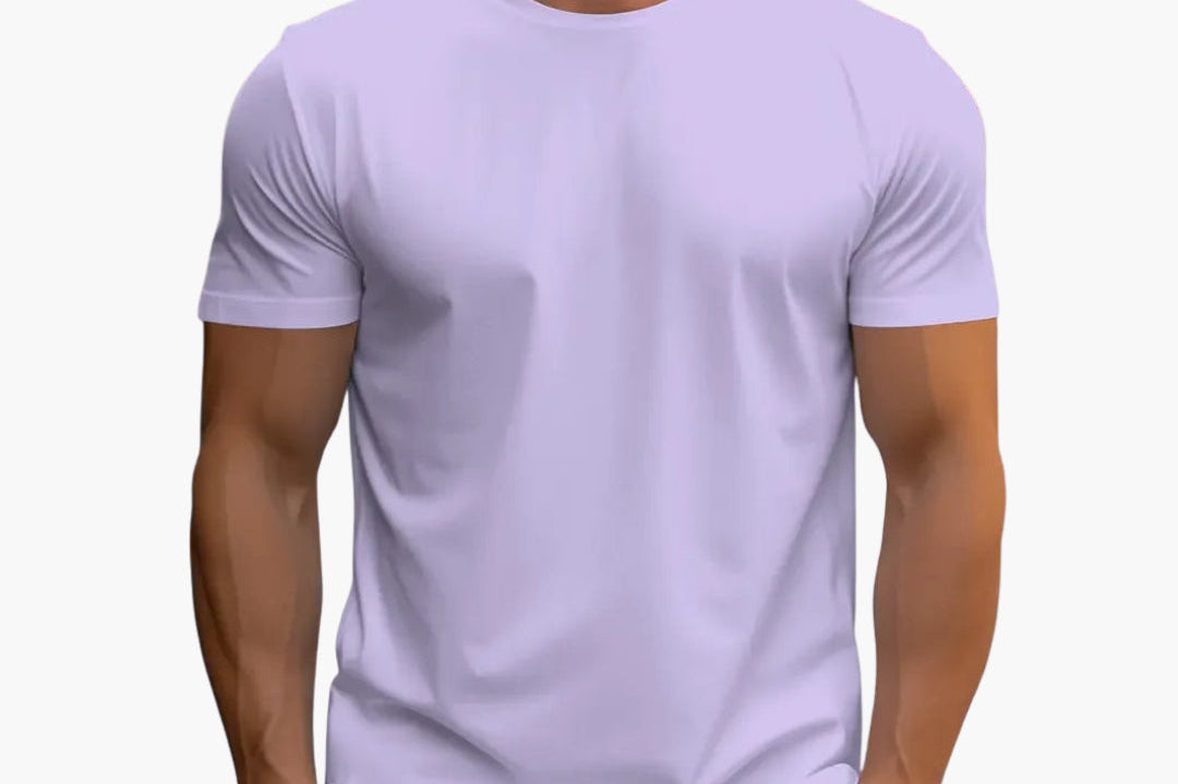 Merrick - Men's Classic Crewneck Cotton T-Shirt - Light Purple