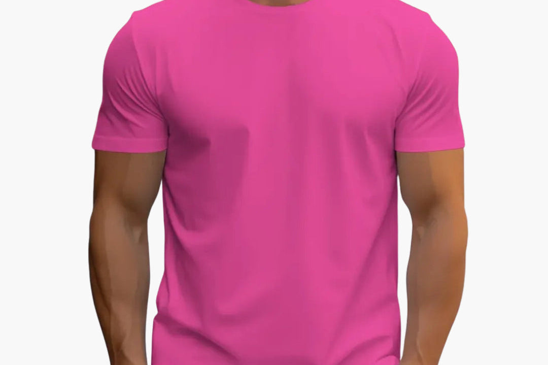 Merrick - Men's Classic Crewneck Cotton T-Shirt - Rose Red