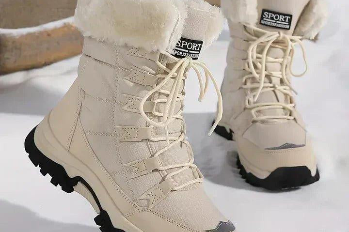 Mikayla - Women's Snow Boots with Thermal Lining and Grip Sole - Beige