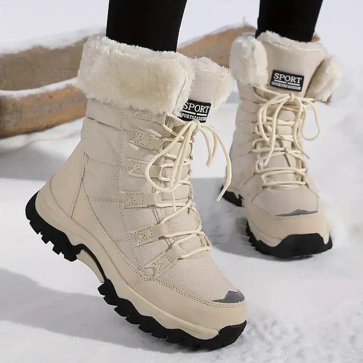 Mikayla - Women's Snow Boots with Thermal Lining and Grip Sole - Beige