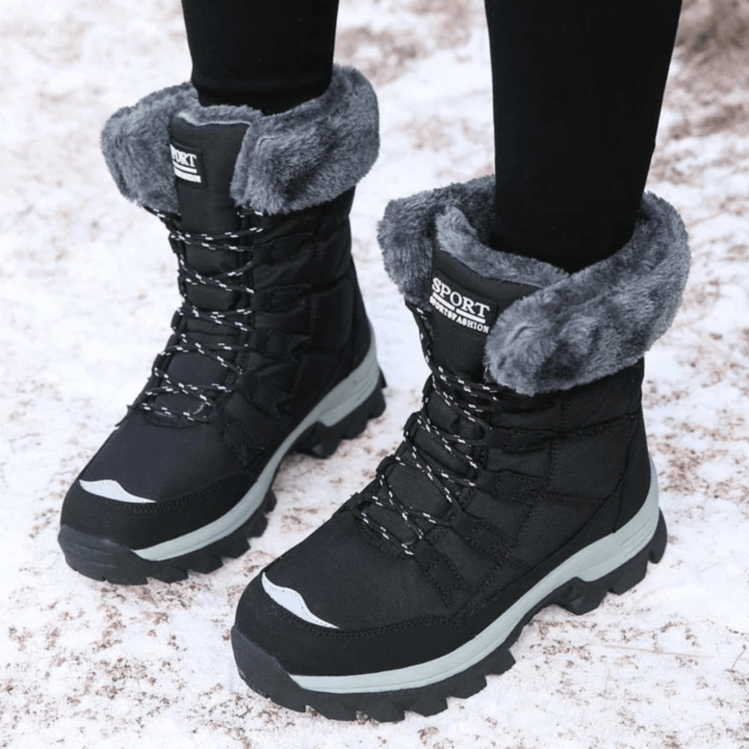 Mikayla - Women's Snow Boots with Thermal Lining and Grip Sole - Black