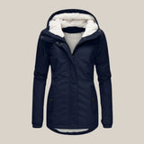 Mirabelle - Women's Sherpa-Lined Hooded Quilted Jacket - Blue