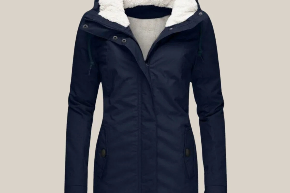 Mirabelle - Women's Sherpa-Lined Hooded Quilted Jacket - Blue