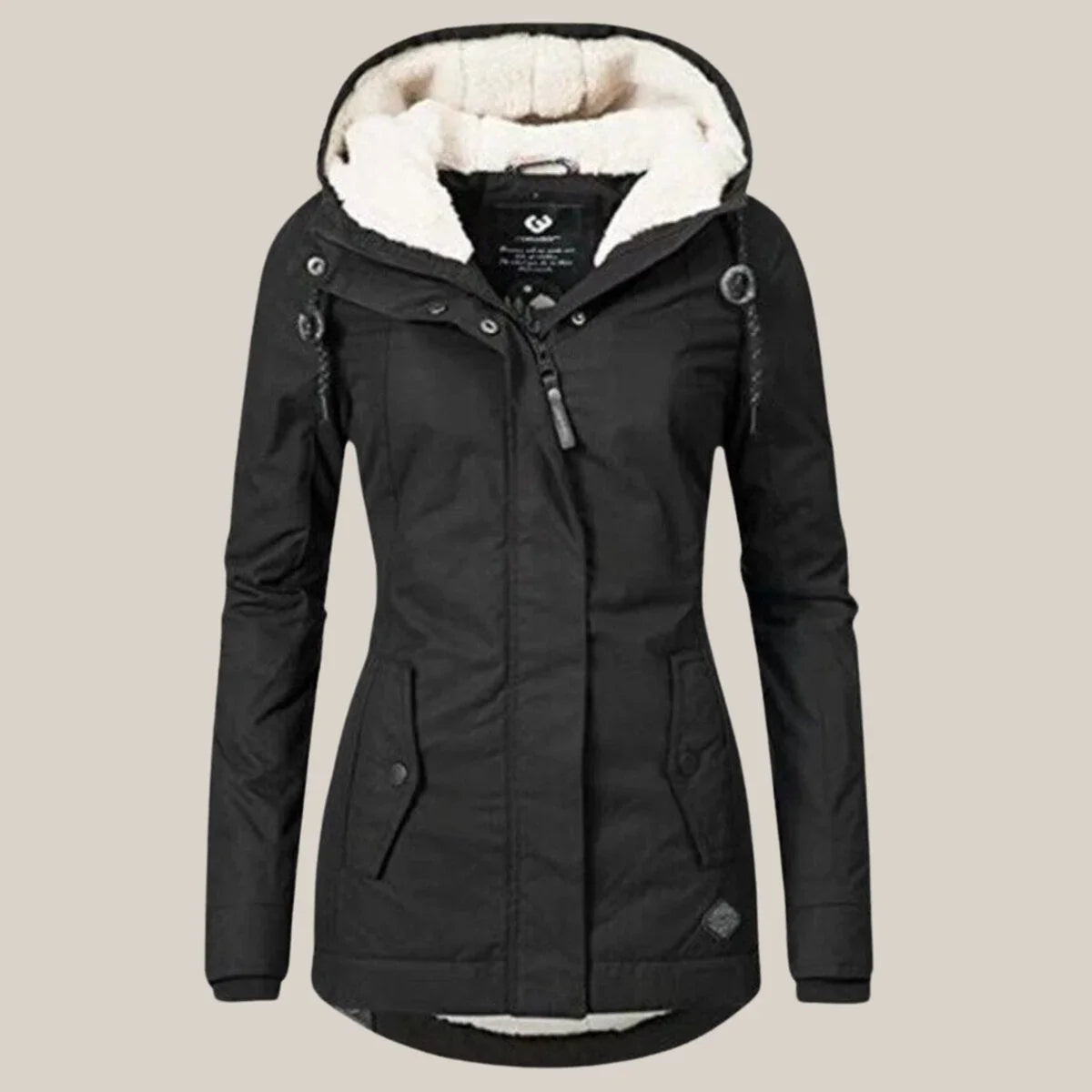 Mirabelle - Women's Sherpa-Lined Hooded Quilted Jacket - Black