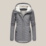 Mirabelle - Women's Sherpa-Lined Hooded Quilted Jacket - Gray