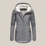 Mirabelle - Women's Sherpa-Lined Hooded Quilted Jacket - Gray