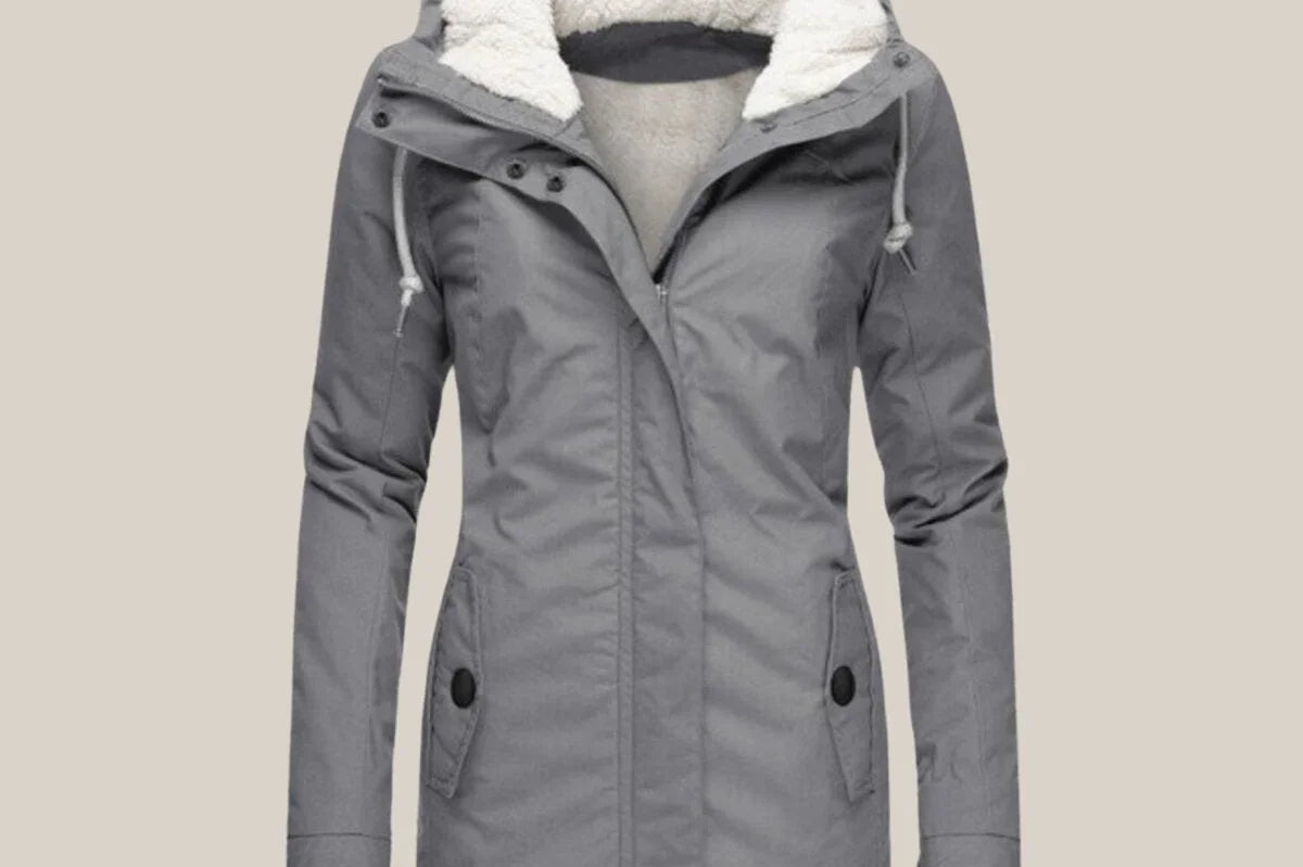 Mirabelle - Women's Sherpa-Lined Hooded Quilted Jacket - Gray
