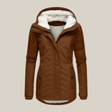 Mirabelle - Women's Sherpa-Lined Hooded Quilted Jacket - Brown