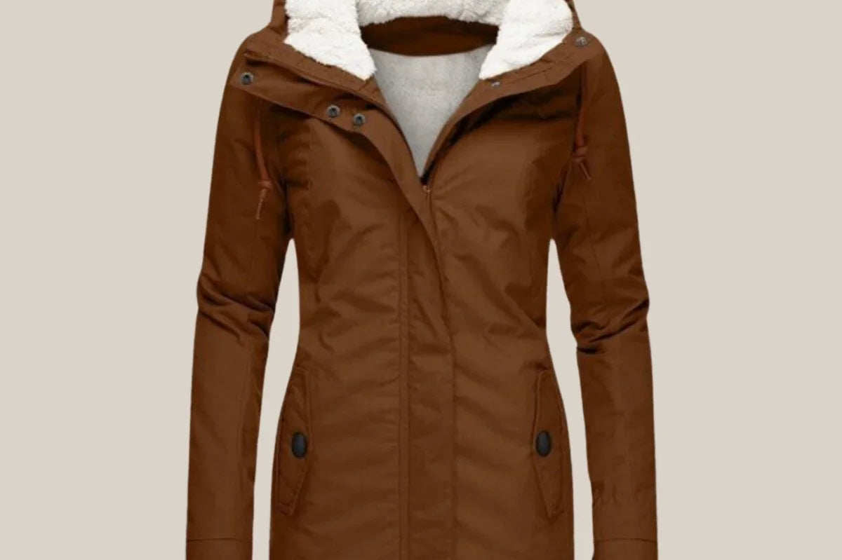 Mirabelle - Women's Sherpa-Lined Hooded Quilted Jacket - Brown
