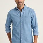 Montague - Men's Relaxed Fit Chambray Shirt with Chest Pocket - Light Blue