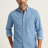 Montague - Men's Relaxed Fit Chambray Shirt with Chest Pocket - Light Blue