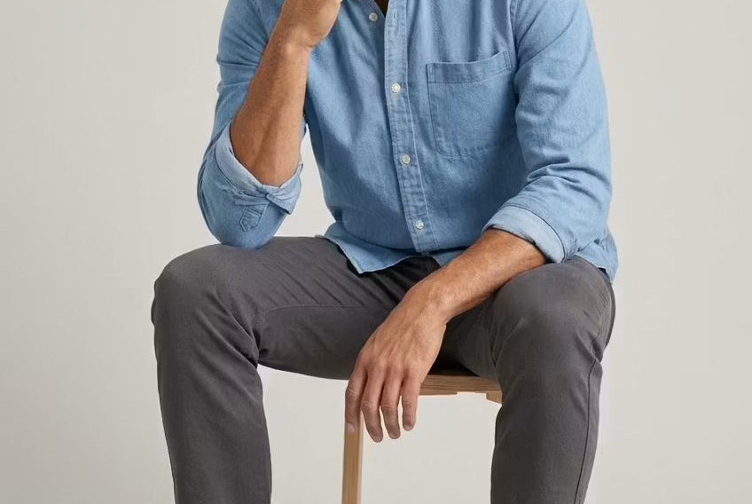 Montague - Men's Relaxed Fit Chambray Shirt with Chest Pocket