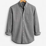 Montague - Men's Relaxed Fit Chambray Shirt with Chest Pocket - Grey