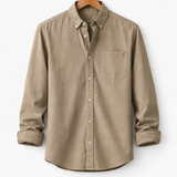 Montague - Men's Relaxed Fit Chambray Shirt with Chest Pocket - Khaki