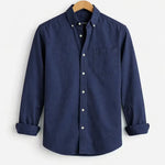 Montague - Men's Relaxed Fit Chambray Shirt with Chest Pocket - Navy Blue