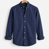 Montague - Men's Relaxed Fit Chambray Shirt with Chest Pocket - Navy Blue