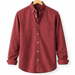 Montague - Men's Relaxed Fit Chambray Shirt with Chest Pocket - Red