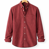 Montague - Men's Relaxed Fit Chambray Shirt with Chest Pocket - Red