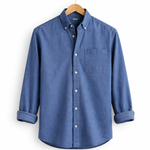 Montague - Men's Relaxed Fit Chambray Shirt with Chest Pocket - Blue