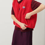 Morwen - Women's Button-Front Fleece Vest - Red