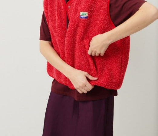 Morwen - Women's Button-Front Fleece Vest - Red