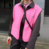 Morwen - Women's Button-Front Fleece Vest - Pink