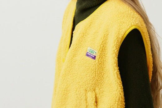 Morwen - Women's Button-Front Fleece Vest - Yellow