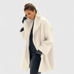 Morwenna - Women's Shawl Collar Button-Front Wool Coat - White