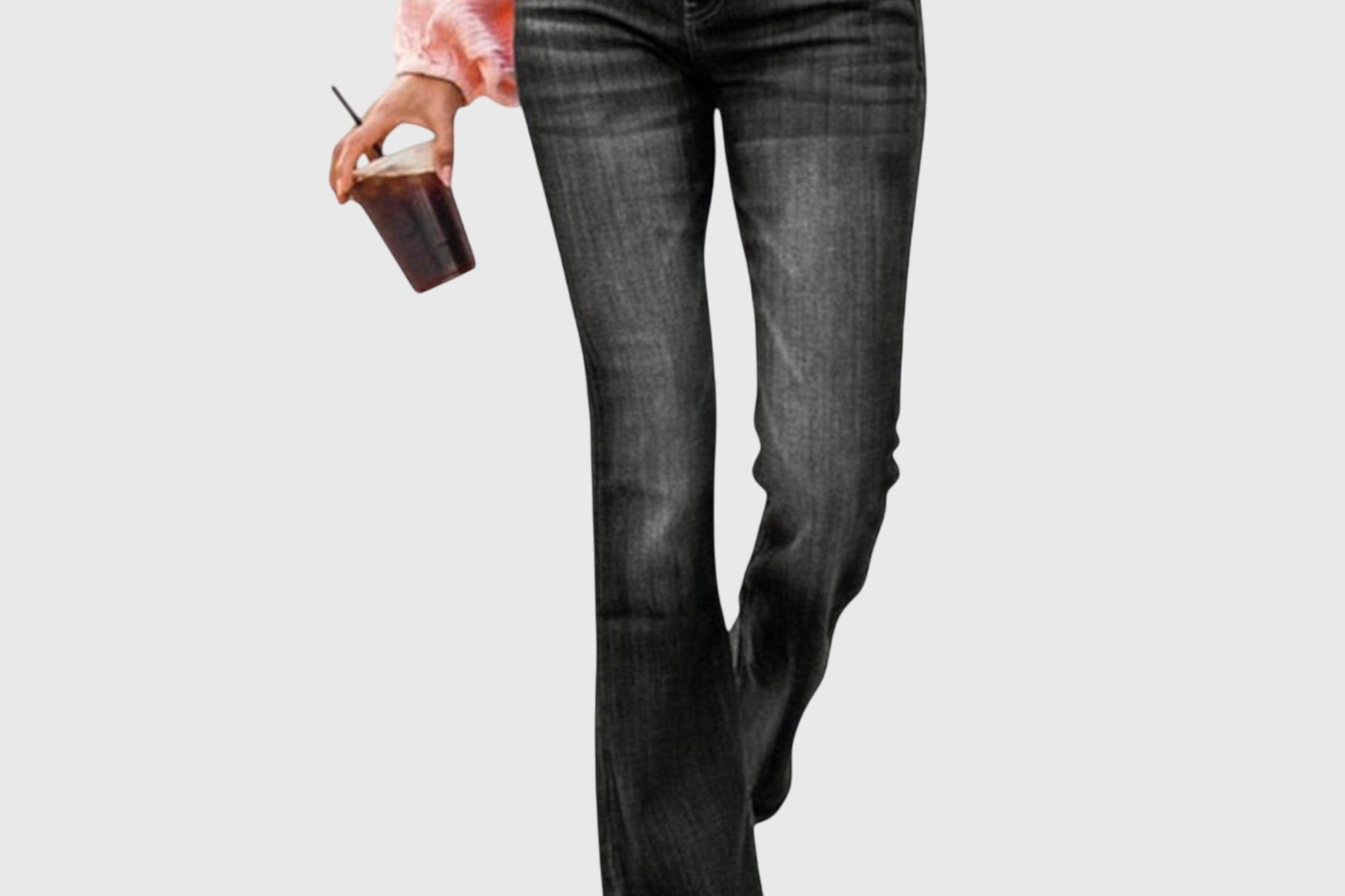 Nadja - Women's High-Waist Stretch Bootcut Jeans - Black