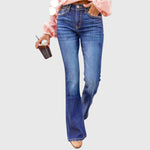 Nadja - Women's High-Waist Stretch Bootcut Jeans - Blue