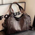 Nanna - Women's Zip-Up Leather Hobo Bag - Coffee