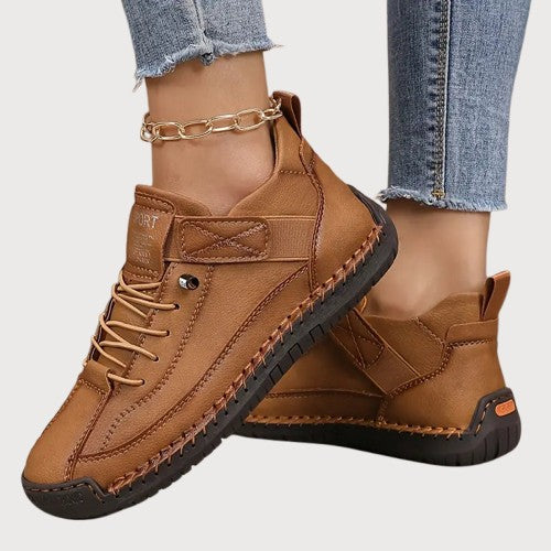 Nelda - Women's Cushioned Arch Support Walking Sneakers - Brown