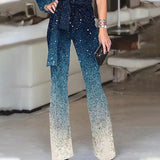 Niamh - Women's One-Shoulder Ombre Sequin Wide-Leg Jumpsuit