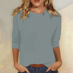 Niamhe - Women's Crew Neck Three-Quarter Sleeve Top - Blue