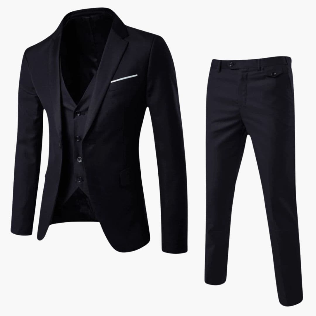 Nico - Men's Classic Three-Piece Tailored Suit - Black
