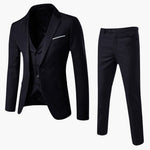 Nico - Men's Classic Three-Piece Tailored Suit - Black
