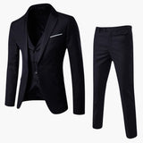 Nico - Men's Classic Three-Piece Tailored Suit - Black