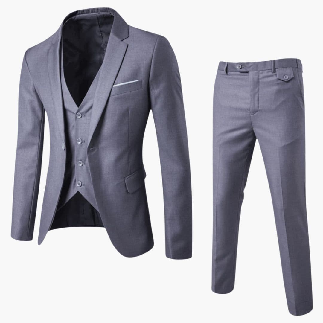 Nico - Men's Classic Three-Piece Tailored Suit - Gray