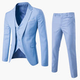 Nico - Men's Classic Three-Piece Tailored Suit - Light Blue