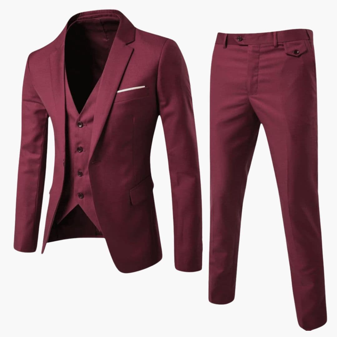 Nico - Men's Classic Three-Piece Tailored Suit - Red