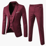 Nico - Men's Classic Three-Piece Tailored Suit - Red