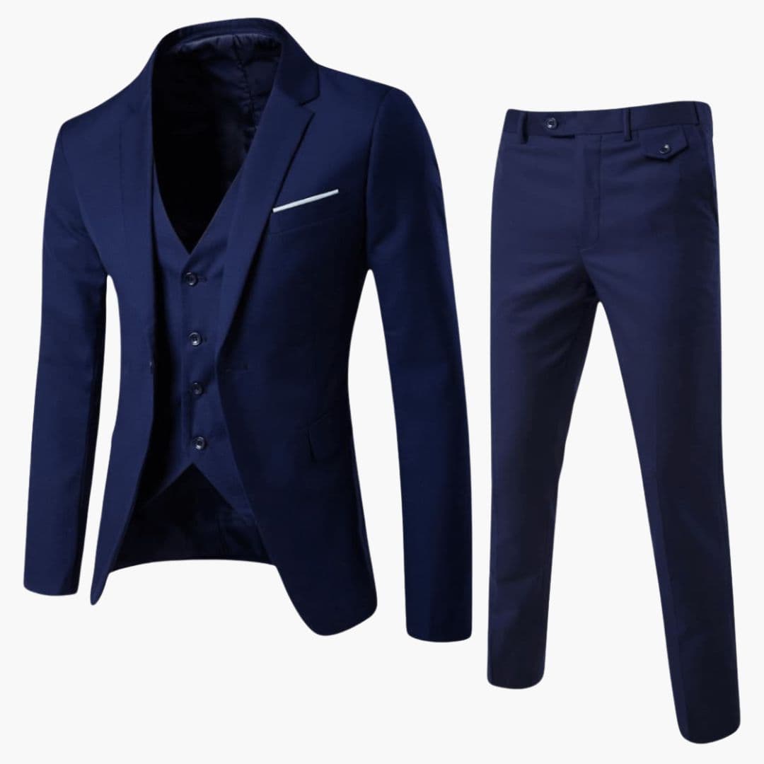 Nico - Men's Classic Three-Piece Tailored Suit - Dark Blue